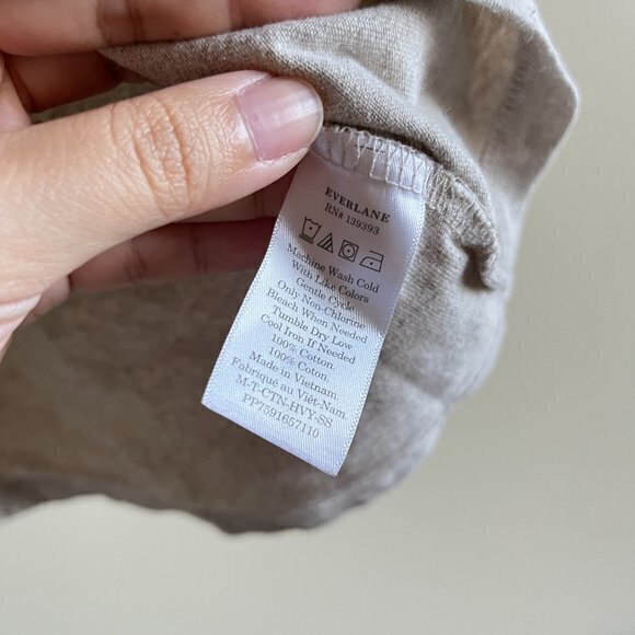 Everlane Men’s Heather Tan Crew Neck Regular Fit T-Shirt Size S Short Sleeve Top - Picture 3 of 4